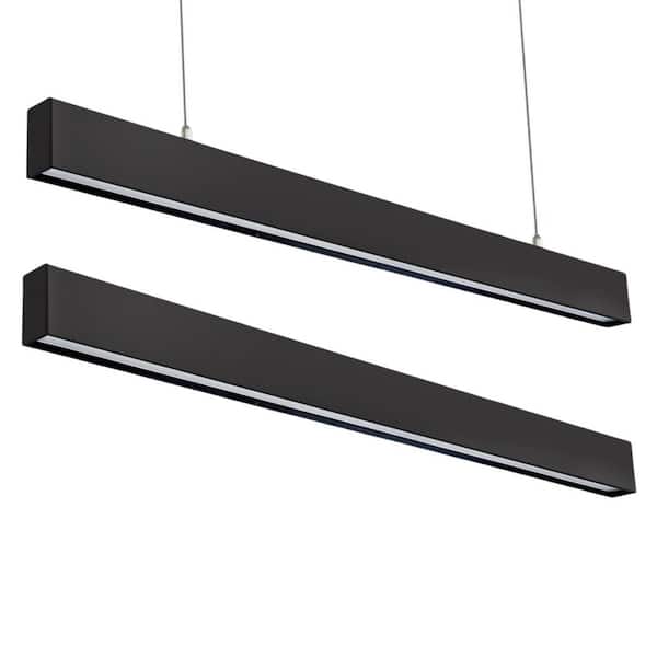4 ft. 50-Watt Integrated LED Dimmable Black Up and Down Suspended Shop Light 3000K/4000K/5000K 3CCT Selectable (2-Pack)