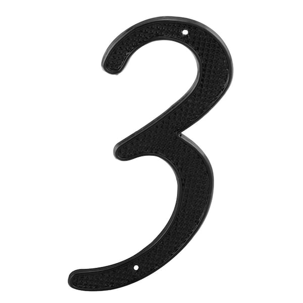 4 in. House Number 3, Diecast, Black Finish