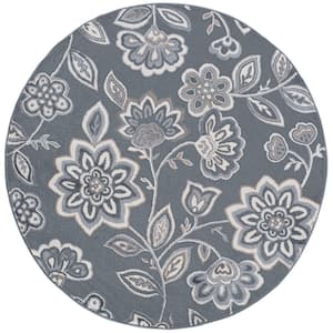 Madison Floral Gray 8 ft. Round Indoor Area Rug