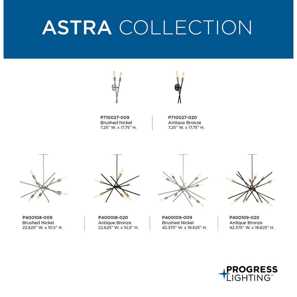 Astra 8-Light Mid-Century Modern Sputnik Chandelier in Brushed Nickel
