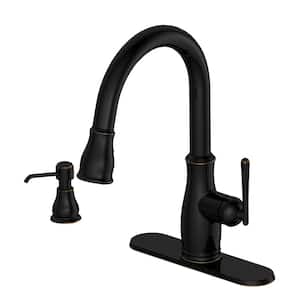Kagan Single-Handle Pull-Down Sprayer Kitchen Faucet with Soap Dispenser in Oil Rubbed Bronze