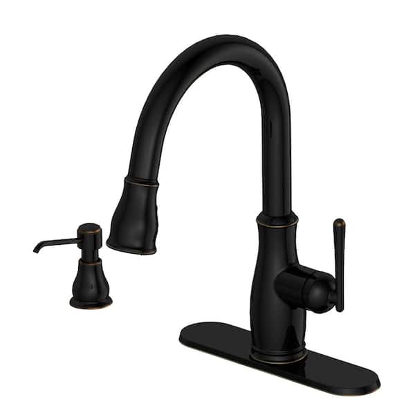 Glacier Bay Kagan Single-Handle Pull-Down Sprayer Kitchen Faucet with Soap Dispenser in Oil Rubbed Bronze