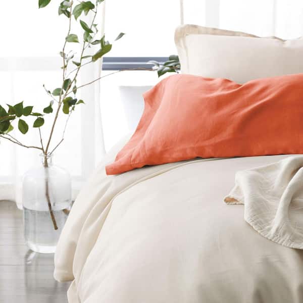 The Company Store Solid Washed White Linen King Pillowcase Set of