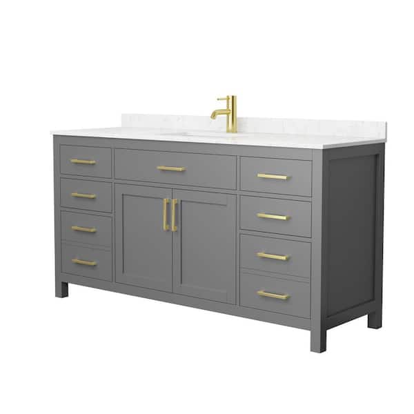 Beckett 66 in. W x 22 in. D x 35 in. H Single Sink Bathroom Vanity in Dark Gray with Carrara Cultured Marble Top