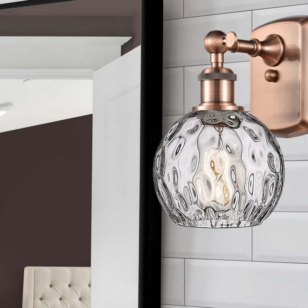 Athens Water Glass 1-Light Antique Copper Wall Sconce with Clear Glass Shade price history on PriceWatchPro