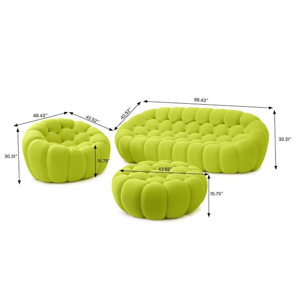 Magic Home Bubble 3D Knitted Fabric 98 in. Curved Sectional Sofa