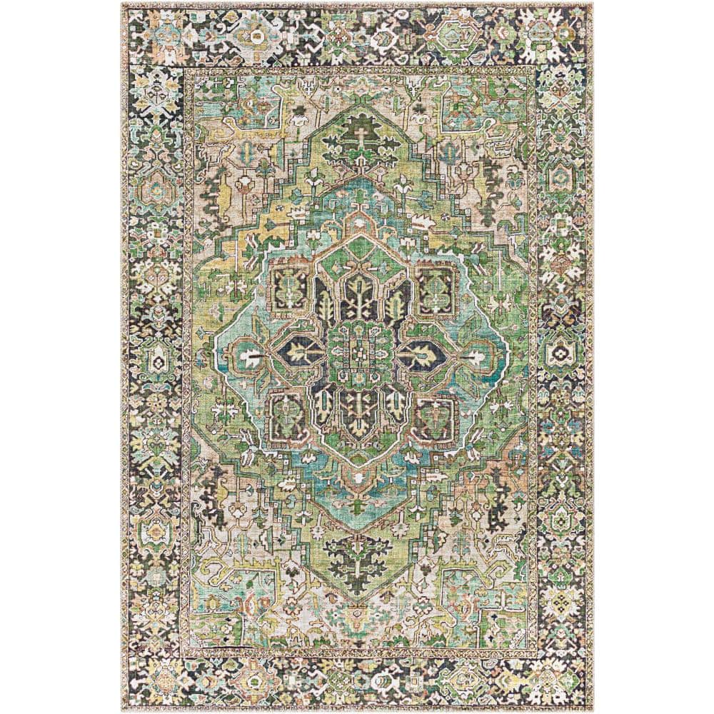 Iris Dark Green Synthetic Flat Woven 5' x 7' Area Rug
