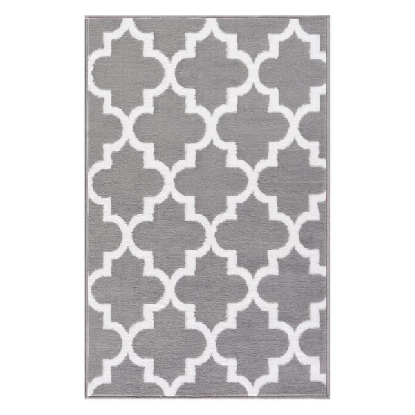 MSRUGS Trellis Collection Gray 2 ft. x 3 ft. Polypropylene Area Rug