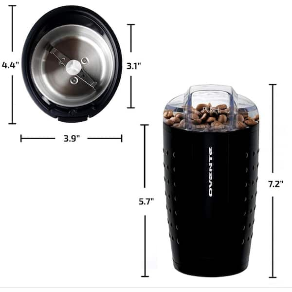 Ovente Multi-Purpose Stainless Steel Electric Grinder Set for Coffee Beans,  Spices, Seeds, Nuts, Grains, etc. - Includes 2 Removable Grinding Bowls