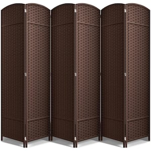 6 Panel Room Divider Double Hinged Privacy Screen Panels, Partition Room Dividers - 96-inch Wide, Chocolate