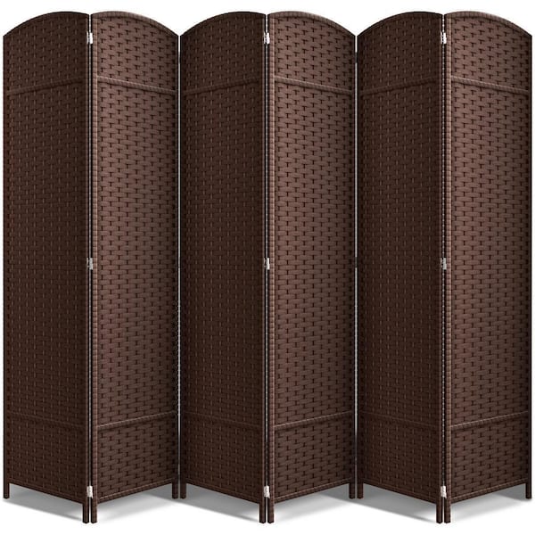 6 Panel Room Divider Double Hinged Privacy Screen Panels, Partition Room Dividers - 96-inch Wide, Chocolate
