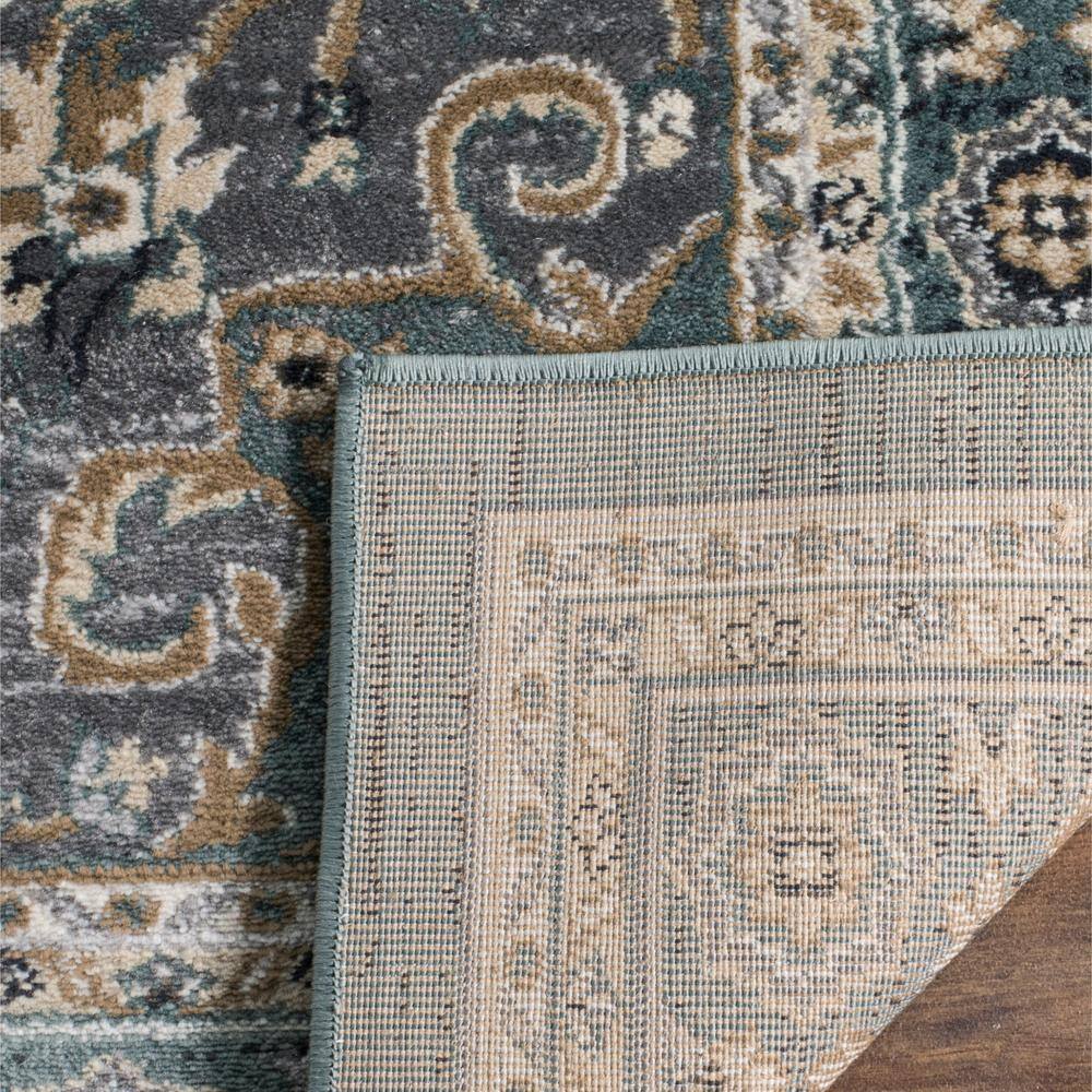 Teal and Grey 6' x 9' Traditional Synthetic Area Rug