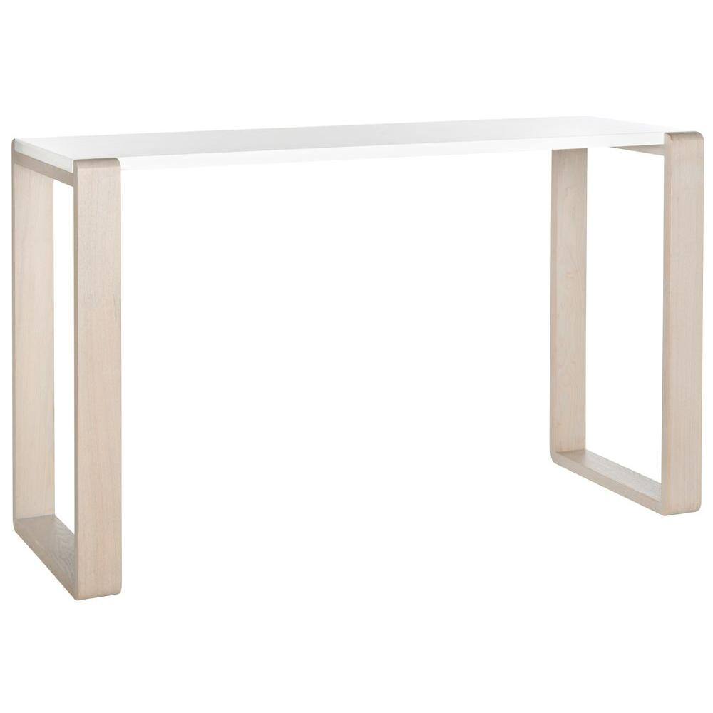 White and Grey Lacquered Wood Hallway Table with Storage