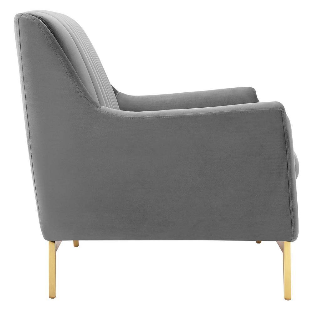 Gray Velvet Tufted Loveseat with Gold Stainless Steel Legs