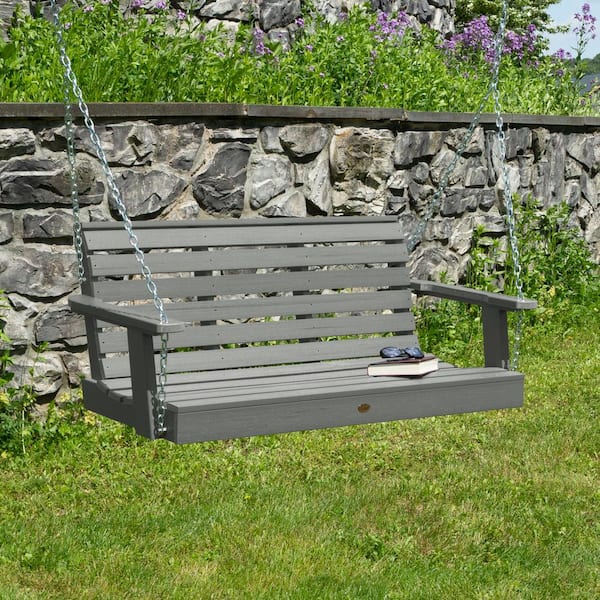 Highwood Weatherly 48 in. 2-Person Coastal Teak Recycled Plastic Porch Swing