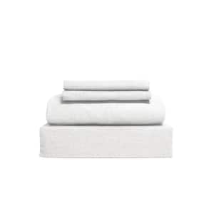 400-Thread Count 4-Piece White Solid 100% Cotton with Lyocell Queen Sheet Set