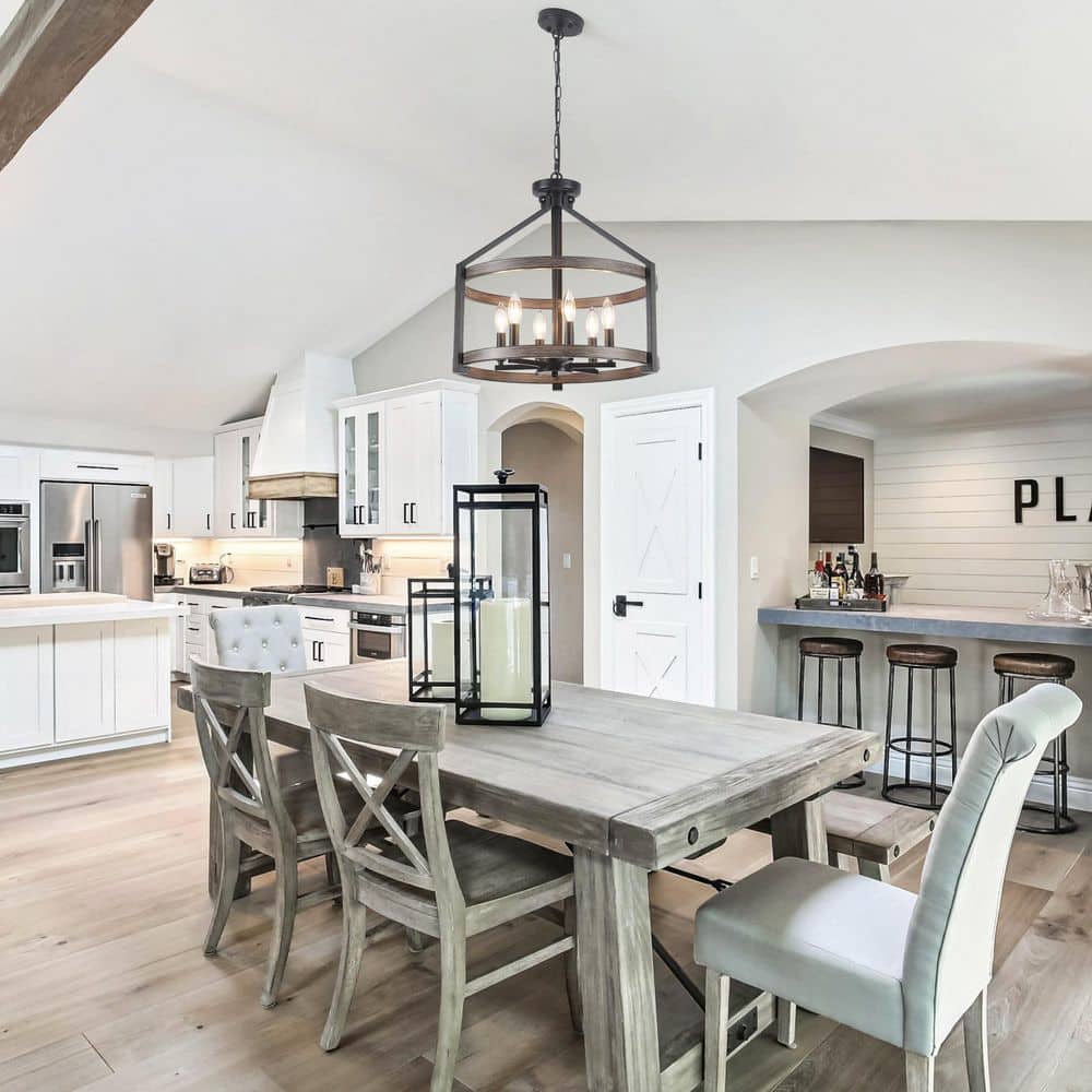 6 light 23.1'' Dimmable Black/Brown Farmhouse Round Cage Chandelier for Kitchen Island with no bulbs included price history on PriceWatchPro