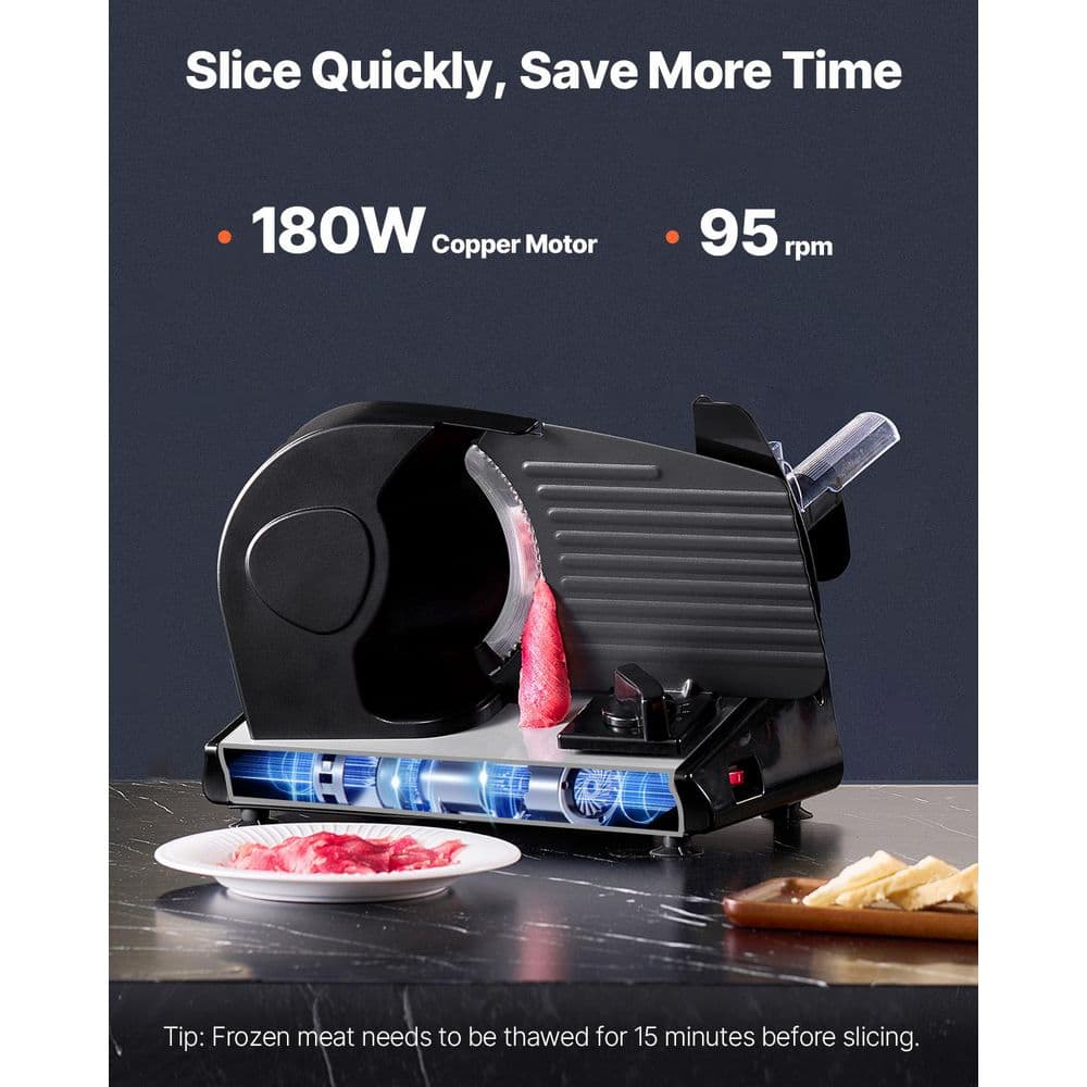 VEVOR 7.5" Silver Electric Meat Slicer with Blade Guard