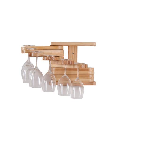 Unbranded - Wall Mounted Solid Wood Wine Rack Holds up to 10 Bottles of Wine or Wine Glasses, Suitable for Kitchen, Natural