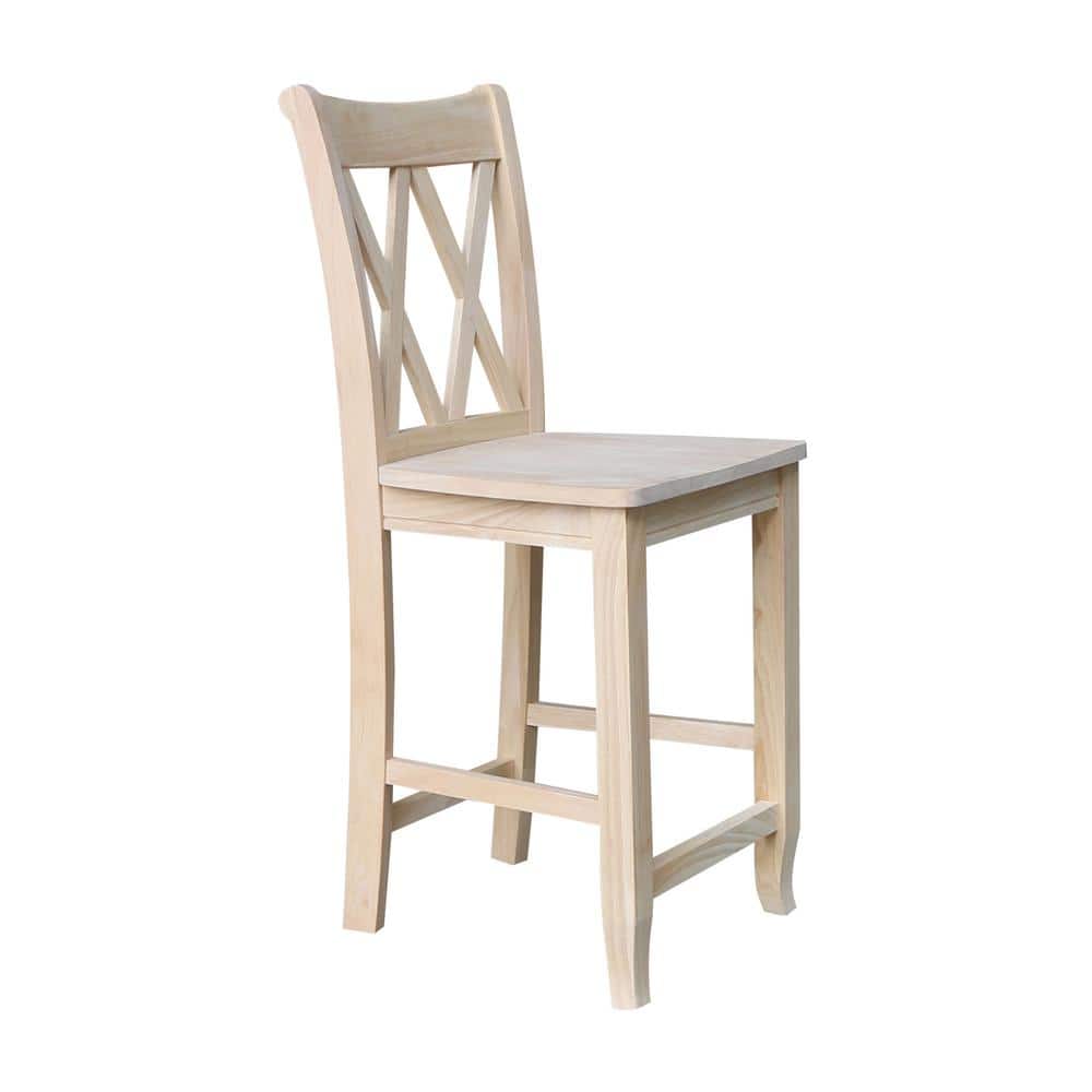 Eco-Friendly Parawood 24" Swivel Double X-Back Barstool - Unfinished