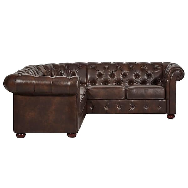 Homesullivan Radcliffe Chocolate Faux, Chocolate Leather Sectional Sofa