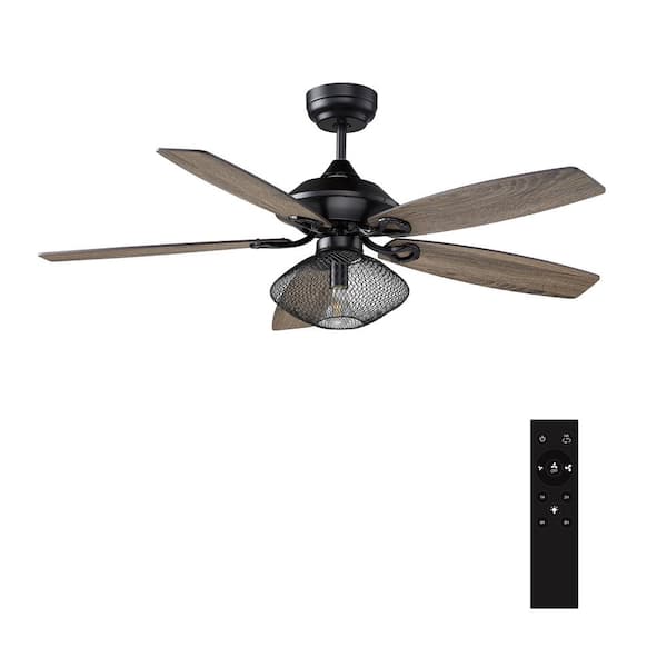 CARRO Keller 56 in. LED Indoor Black DC Motor Ceiling Fan with Light Kit and Remote Control Included
