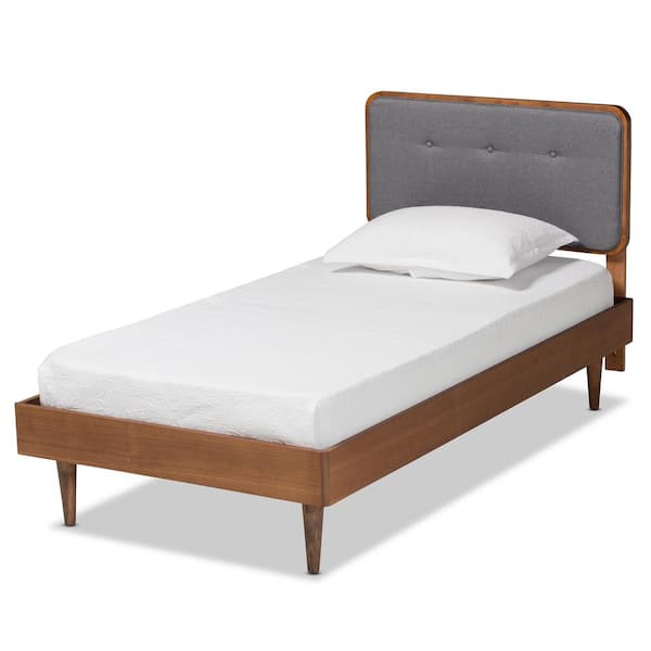 Baxton Studio Cilka Brown and Dark Grey Twin Platform Bed