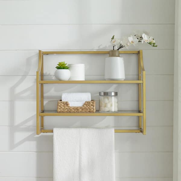 Crosley Furniture Aimee 24 In Wall, White And Gold Shelves Uk