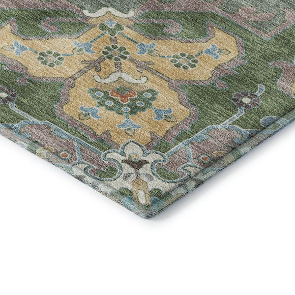 Mayfield Premium Machine Washable Abstract AMF2194 Green 10 ft. x 14 ft. Area Rug