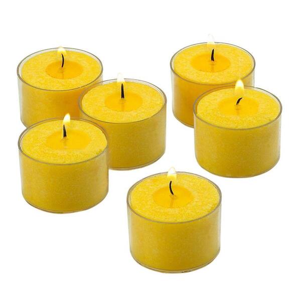 Light In The Dark Yellow Scented Citronella Tealight Candles with Clear Cups (Set of 72)