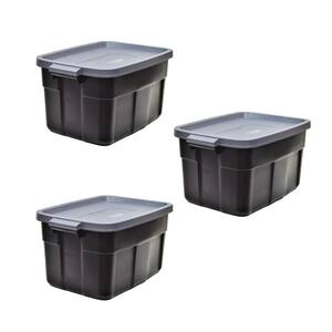 31-Gal. Storage Tote Container in Black/Cool Gray (3-Pack)