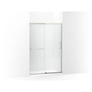 Elate 44-48 in. W x 71 in. H Sliding Frameless Shower Door in Anodized Matte Nickel with Thick Frosted Glass