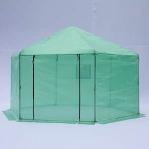 13.1 ft. W x 13.1 ft. D x 8.6 ft. H Portable Hexagonal Walk-In Greenhouse in Green