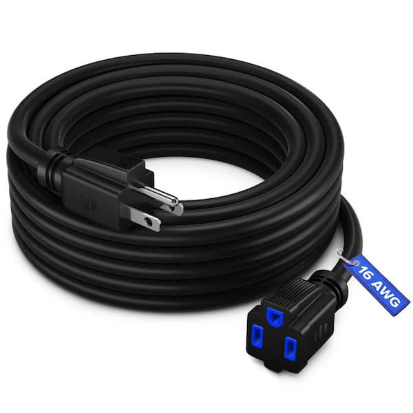 MAXIMM 15 ft. 16 / 3 Light Duty Indoor Extension Cord 13 Amps Black with Blue Indicators