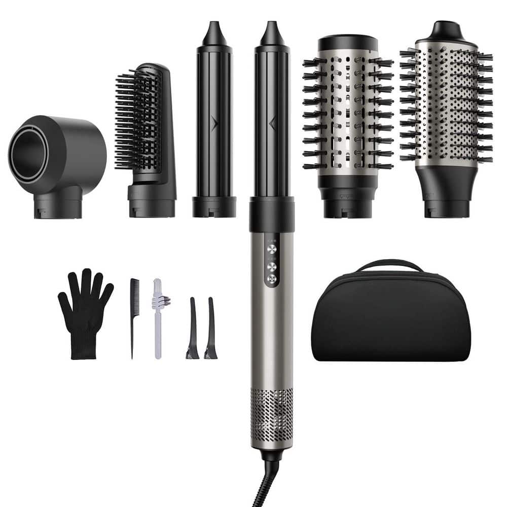 6 in 1 Hair Styler Dryer Brush in Silver with 110,000 RPM High-Speed for Curling, Volumizing, Straightening and Styling