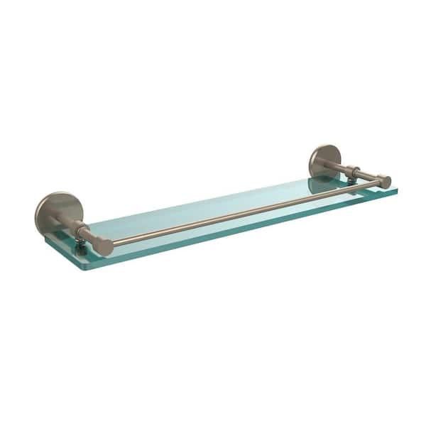 Allied Brass 22 in. L x 3 in. H x 5 in. W Clear Glass Bathroom Shelf with Gallery Rail in Antique Pewter
