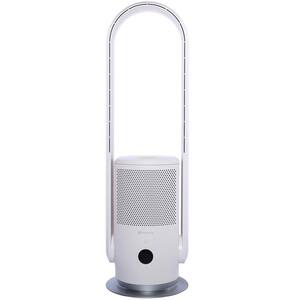 9 of Speeds Floor Bladeless Fan in White with Suspended Air Purifier, 3-modes, Convenient Remote Control + WIFI Control
