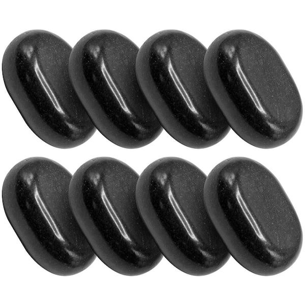 8-Piece Large Black Basalt Hot Stone Set - Great for Spas, Massage Therapy, Relaxation and More