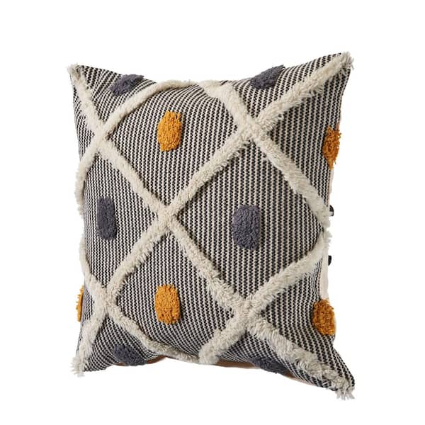 LR Home Aspen 20-in x 20-in Gray Cotton Indoor Decorative Pillow Polyester | PILLO07849MCH1818