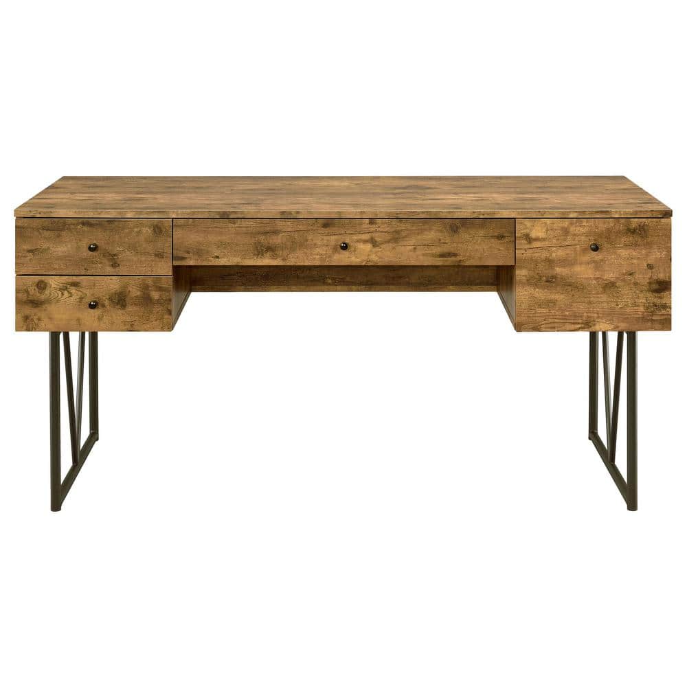 Rustic Industrial Nutmeg Brown Home Office Desk with 4 Drawers