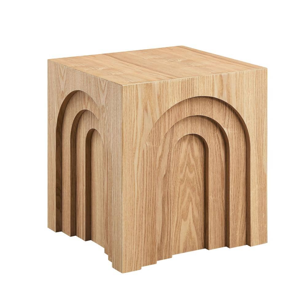 15.74 in. Square Side Table, Small Coffee Table Accent Table, Natural