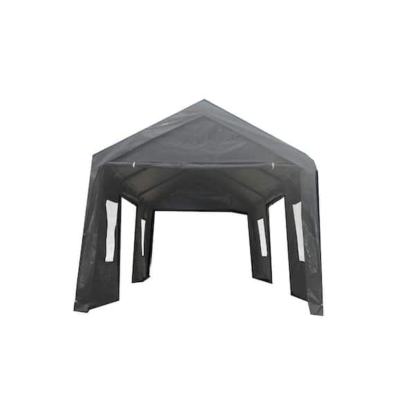 12 ft. W x 20 ft. D x 9.83 ft. H Gray Roof Iron Carport