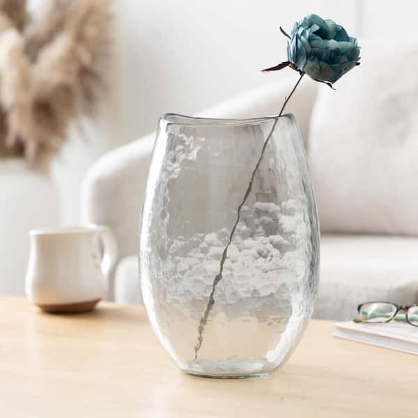 Litton Lane Clear Wide Glass Decorative Vase 048070
