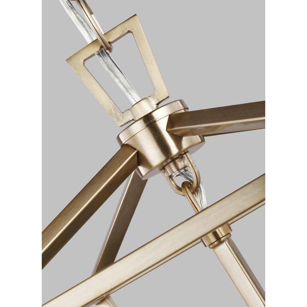 Satin Brass Open Frame Mini Lantern Pendant 9.75"W