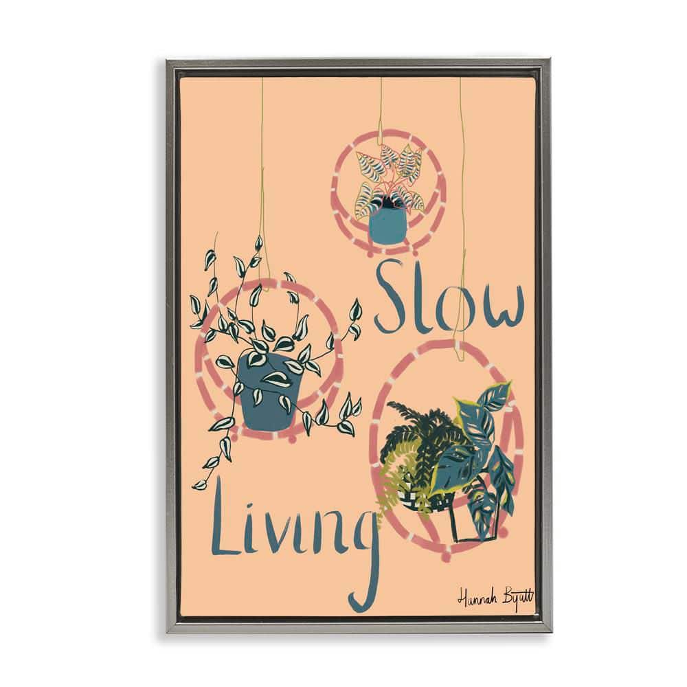 Slow Living and Plants by Hannah Byatt Gray Floater Frame Nature Graphic Art Print 31 in. x 21 in. price history on PriceWatchPro