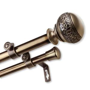 28 in. to 48 in. Adjustable 13/16 in. Douglas Double Curtain Rod in Antique Brass