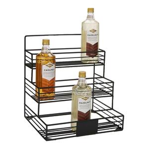 Black 12-Capacity Iron Syrup Bottle Holder, Wire Bottle Organizer, Storage for Syrup, Wine, Dressing