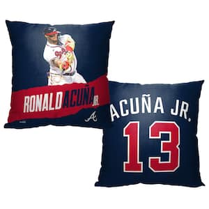 MLB Braves 23 Ronald Acuna Jr. Printed Polyester Throw Pillow 18 X 18