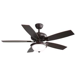 52 in. Indoor Black Crystal Ceiling Fan with 3 Speed Wind 5 Plywood Blades Remote Control AC Motor with Light