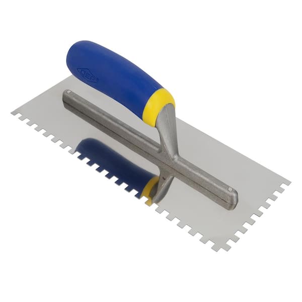 QEP 1/4 in. x 1/4 in. x 1/4 in. Comfort Grip Stainless Steel Square-Notch Flooring Trowel